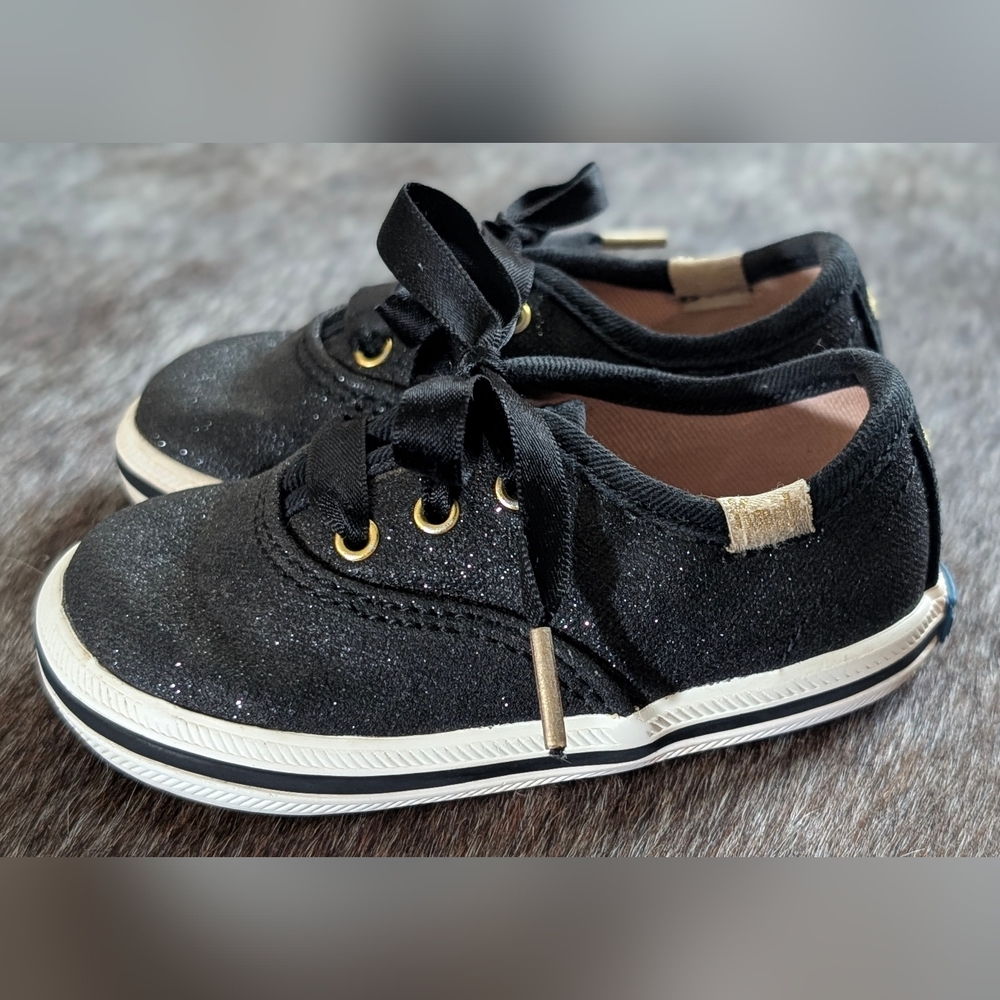 Kate Spade Keds Sparkly Black Crib Shoes
